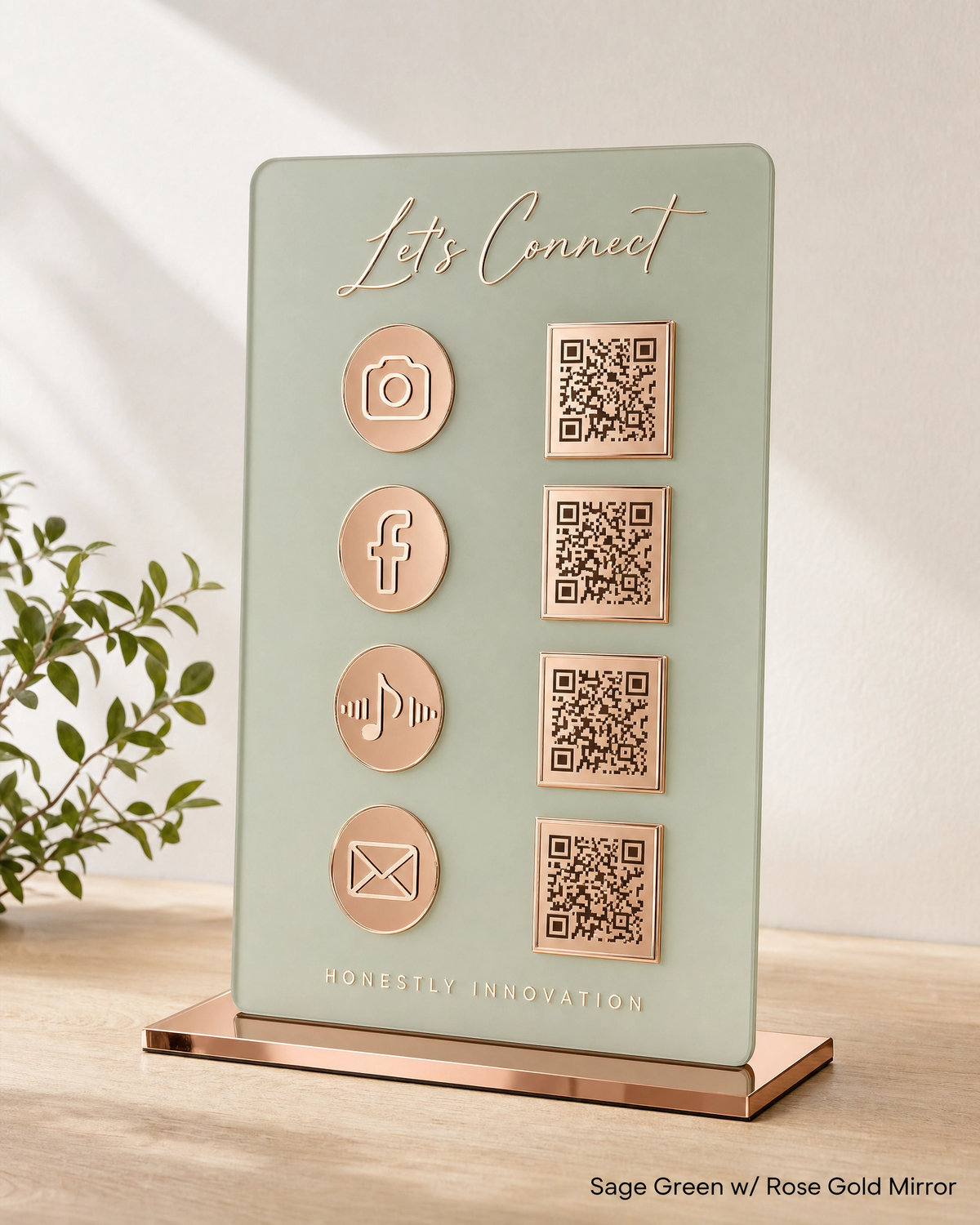 Acrylic QR Code Display Sign: Social Media, Four Codes Size (4.5"x9")