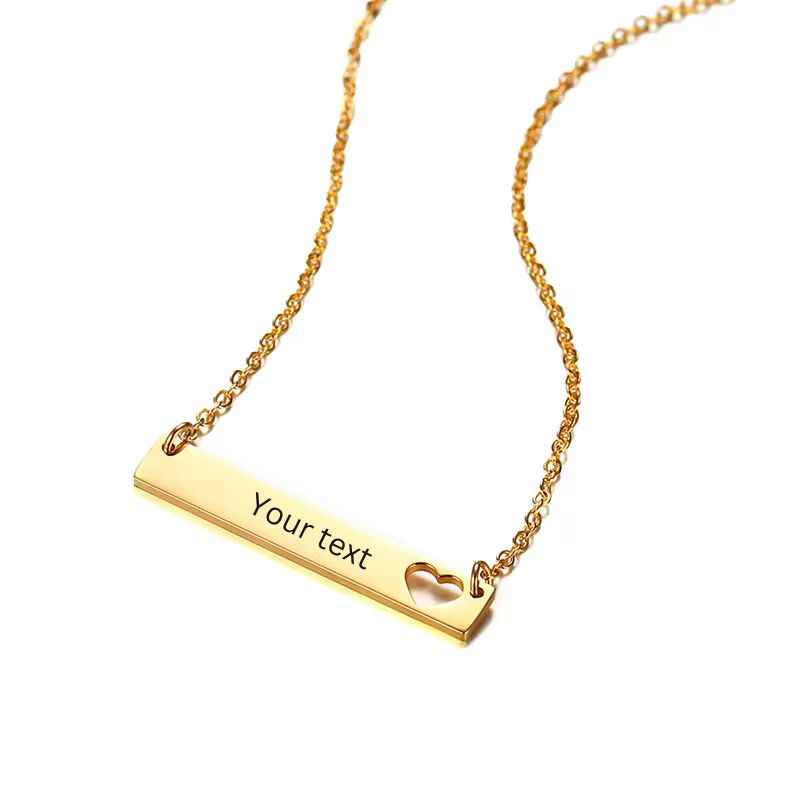 14k Solid Gold Personalized Minimalist Bar Name Necklace