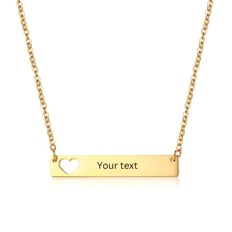 14k Solid Gold Personalized Minimalist Bar Name Necklace