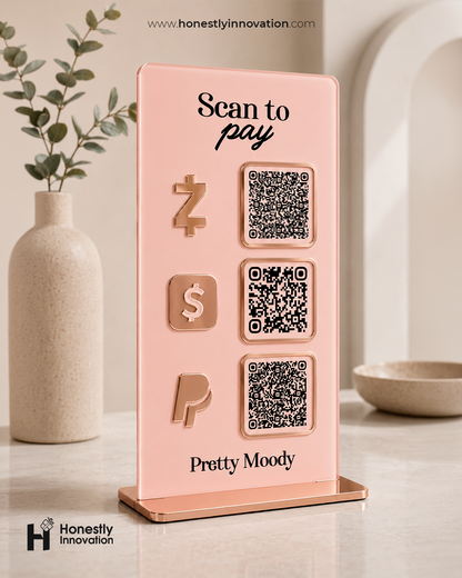 Acrylic QR Code Display Sign: Social Media, Four Codes Size (4.5"x9")