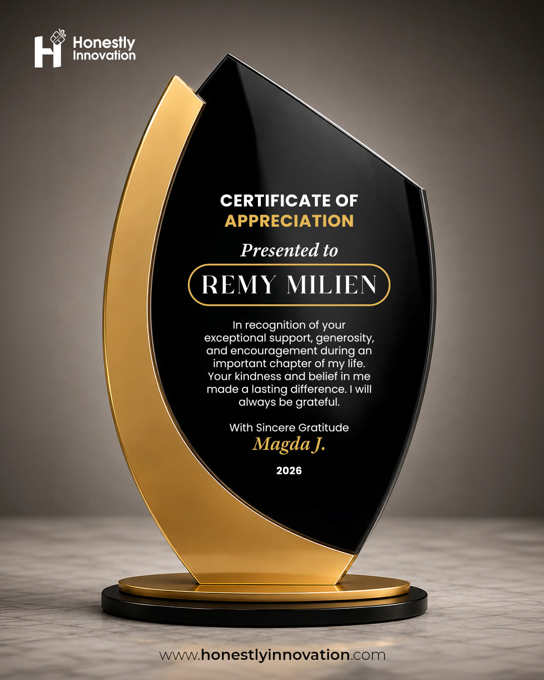 Custom 3D Acrylic Flame Award Trophy | Personalized Business, Church, Competition Recognition