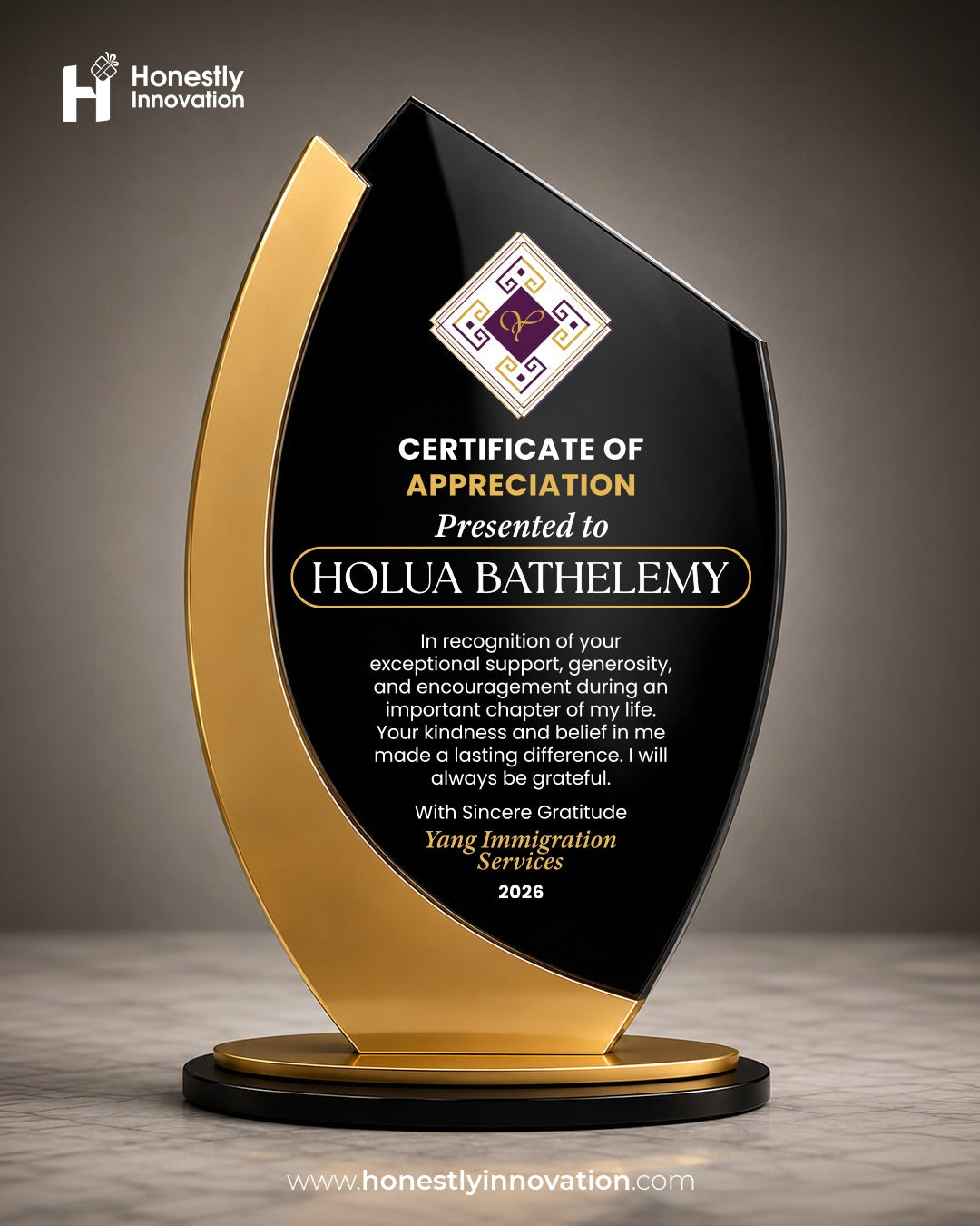 Custom 3D Acrylic Flame Award Trophy | Personalized Business, Church, Competition Recognition