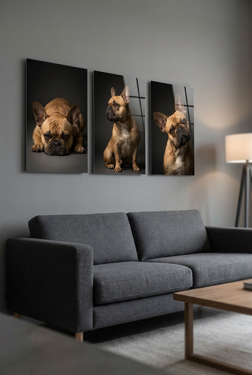 Custom Acrylic Dog Portrait Set – Personalized Pet Wall Art (3-Piece 16"x24")