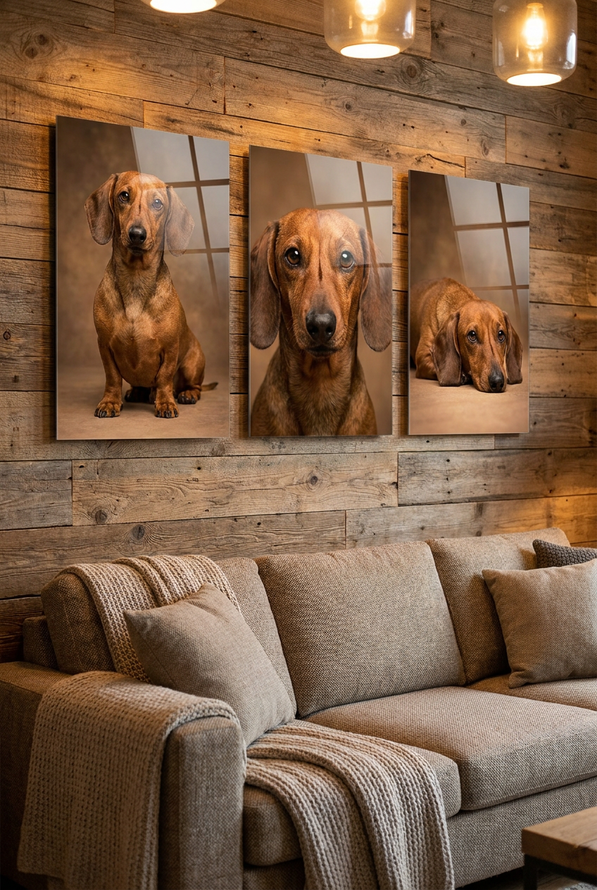 Custom Acrylic Dog Portrait Set – Personalized Pet Wall Art (3-Piece 16"x24")