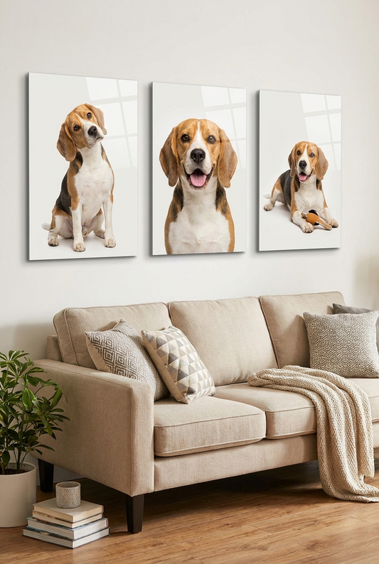Custom Acrylic Dog Portrait Set – Personalized Pet Wall Art (3-Piece 16"x24")
