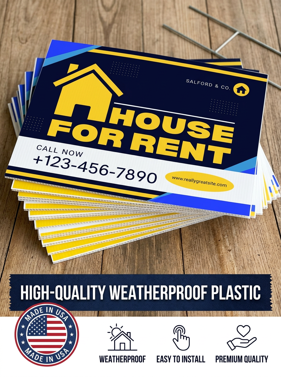 Custom Printed Yard Signs – Bulk 50 Pack | Corrugated Plastic