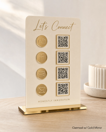 Acrylic QR Code Display Sign: Social Media, Four Codes Size (4.5"x9")