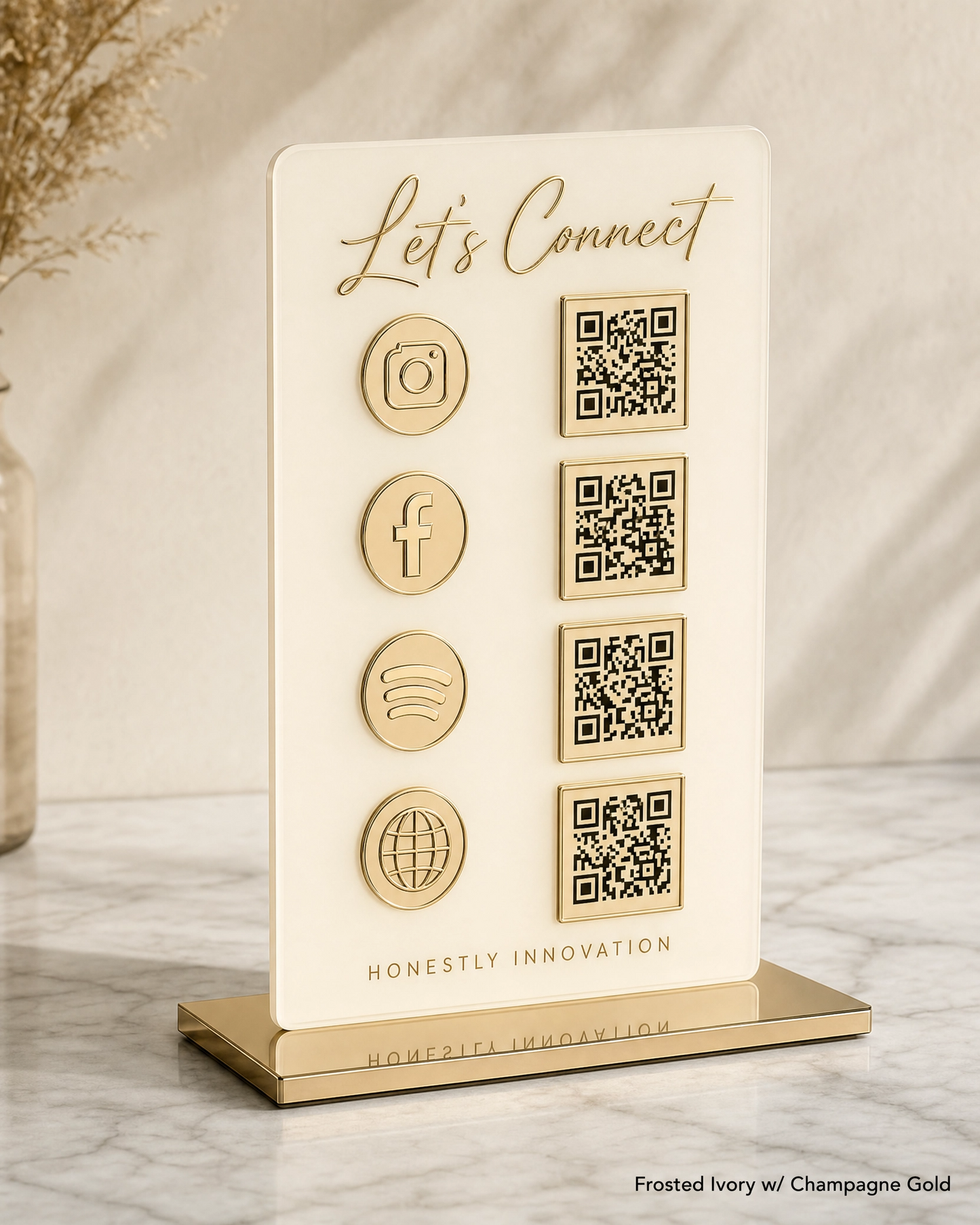 Acrylic QR Code Display Sign: Social Media, Four Codes Size (4.5"x9")