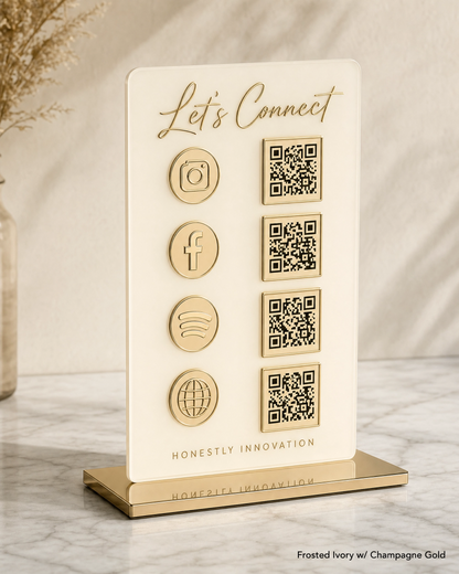 Acrylic QR Code Display Sign: Social Media, Four Codes Size (4.5"x9")