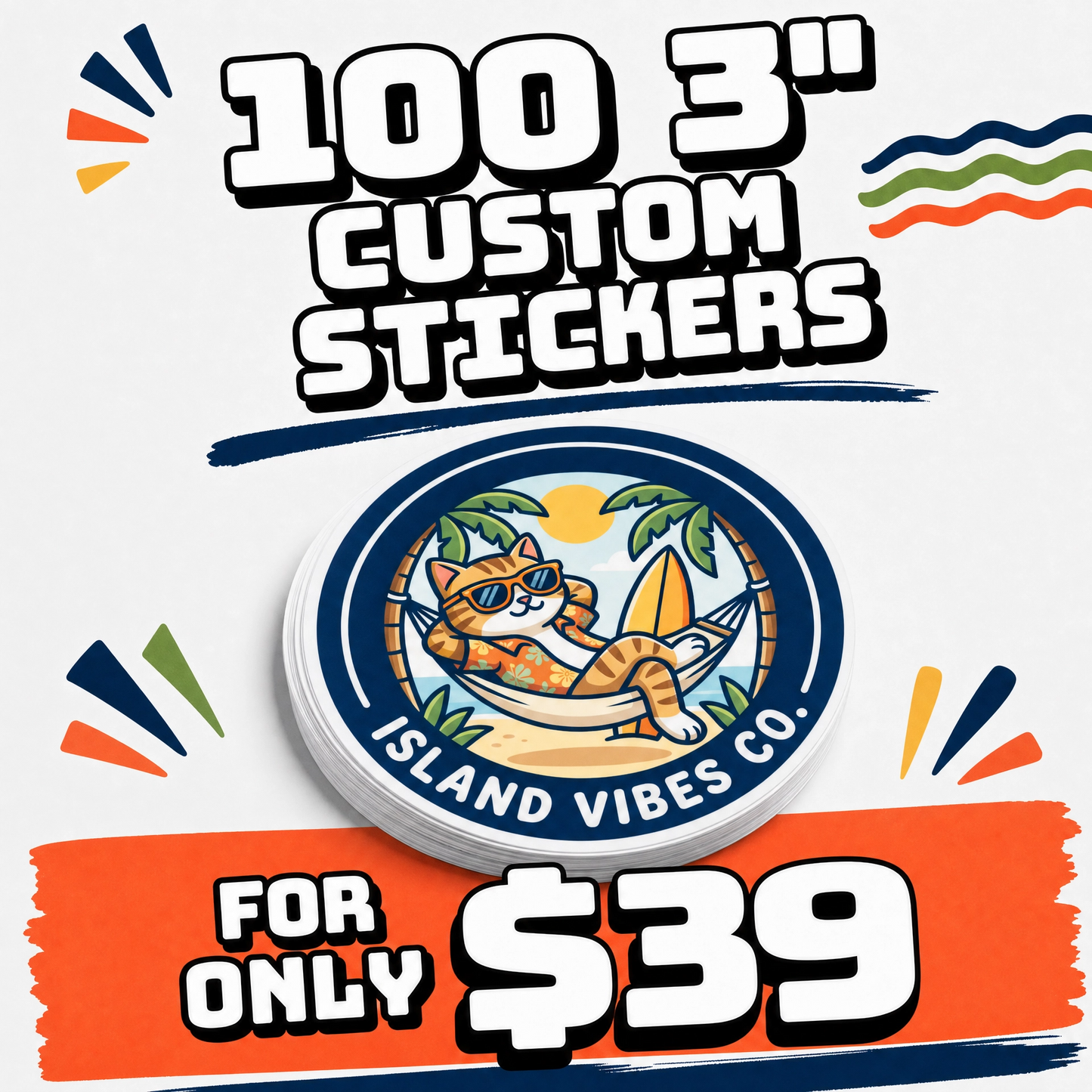 100 3" Custom Vinyl Stickers