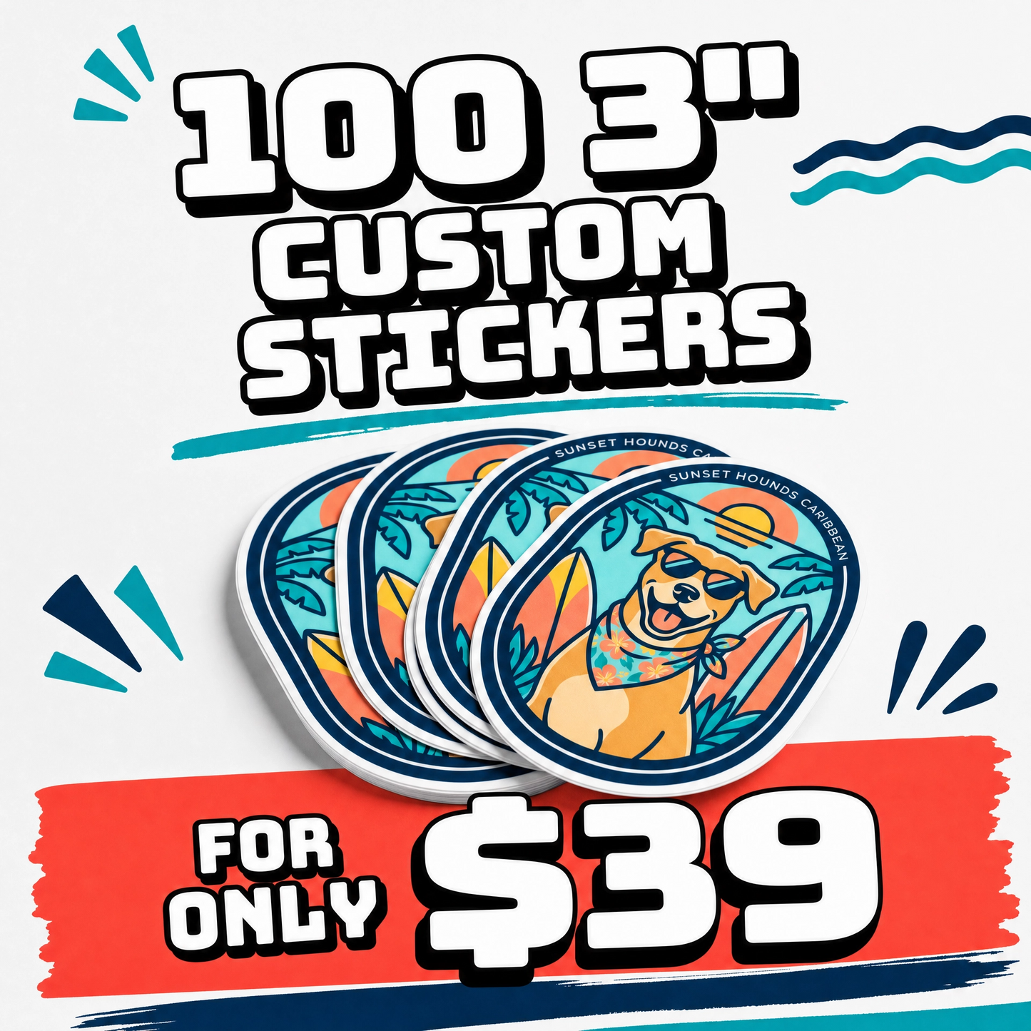 100 3" Custom Vinyl Stickers